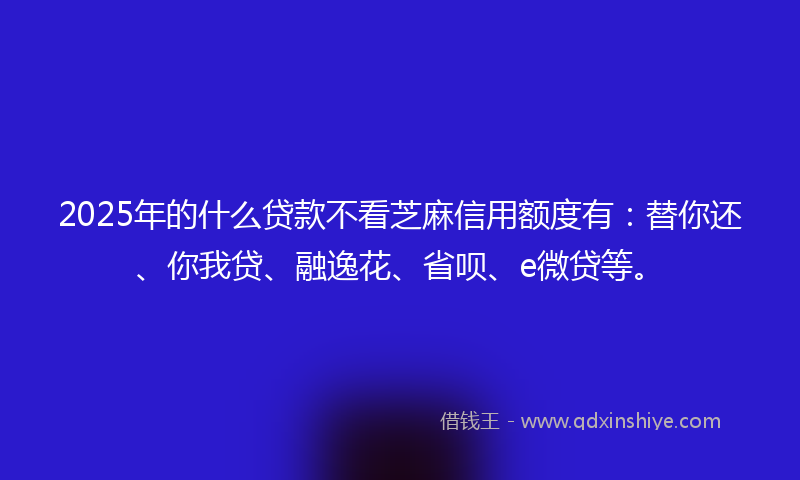 2025年的什么贷款不看芝麻信用额度有：替你还、你我贷、融逸花、省呗、e微贷等。