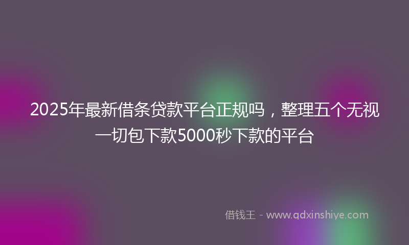 2025年最新借条贷款平台正规吗，整理五个无视一切包下款5000秒下款的平台