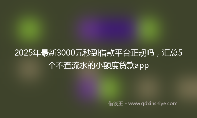 2025年最新3000元秒到借款平台正规吗，汇总5个不查流水的小额度贷款app