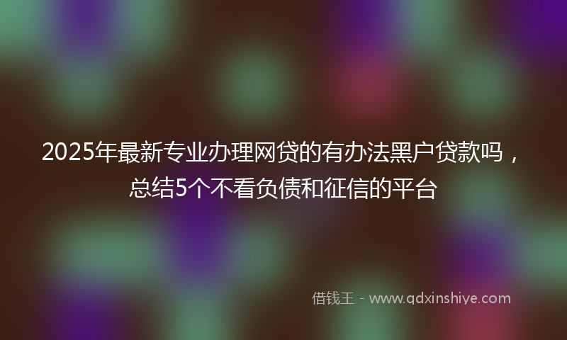 2025年最新专业办理网贷的有办法黑户贷款吗，总结5个不看负债和征信的平台
