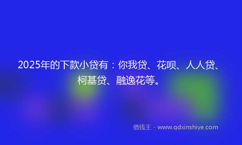 2025年的下款小贷有：你我贷、花呗、人人贷、柯基贷、融逸花等。