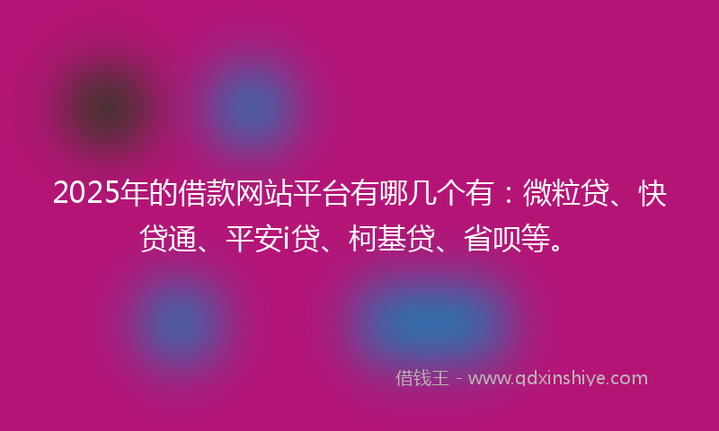 2025年的借款网站平台有哪几个有：微粒贷、快贷通、平安i贷、柯基贷、省呗等。
