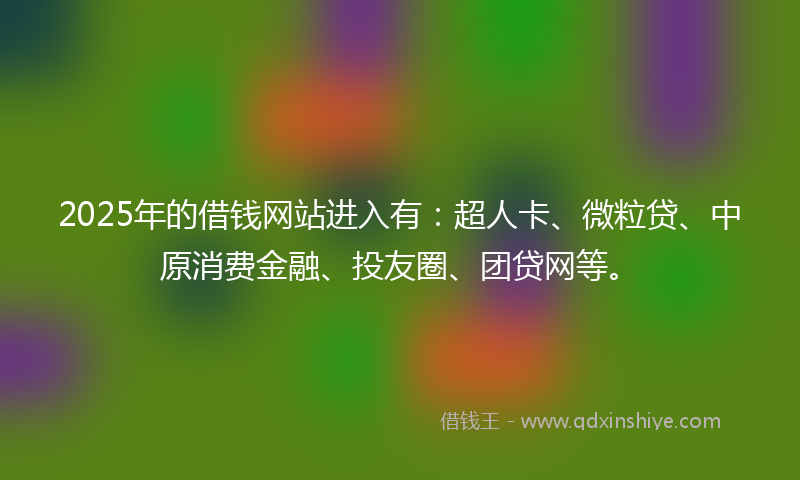 2025年的借钱网站进入有：超人卡、微粒贷、中原消费金融、投友圈、团贷网等。