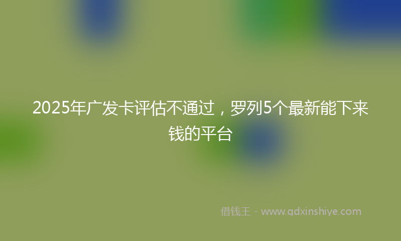 2025年广发卡评估不通过，罗列5个最新能下来钱的平台