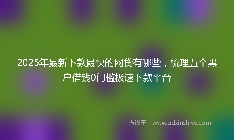 2025年最新下款最快的网贷有哪些，梳理五个黑户借钱0门槛极速下款平台