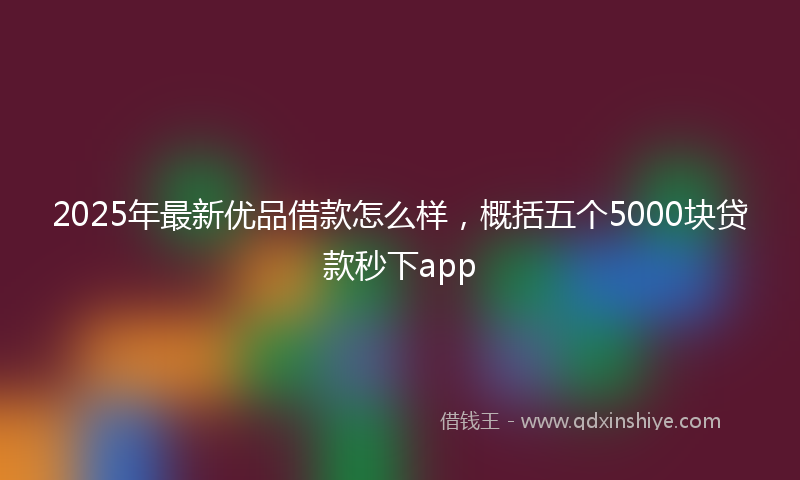 2025年最新优品借款怎么样，概括五个5000块贷款秒下app