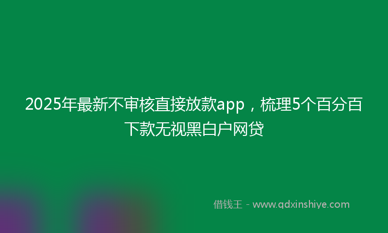 2025年最新不审核直接放款app，梳理5个百分百下款无视黑白户网贷
