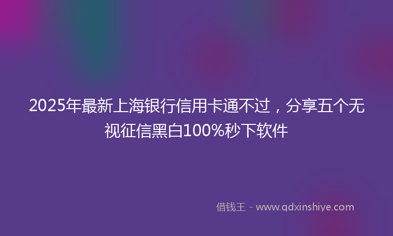 2025年最新上海银行信用卡通不过，分享五个无视征信黑白100%秒下软件
