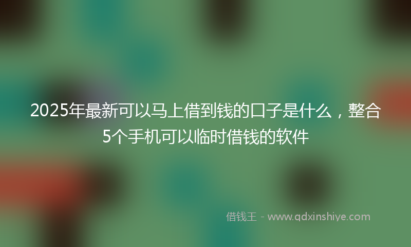 2025年最新可以马上借到钱的口子是什么，整合5个手机可以临时借钱的软件