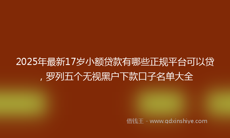2025年最新17岁小额贷款有哪些正规平台可以贷，罗列五个无视黑户下款口子名单大全