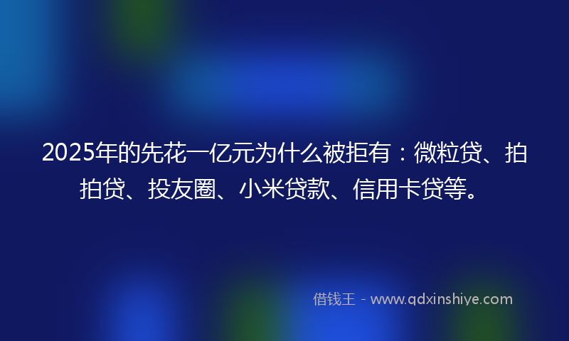 2025年的先花一亿元为什么被拒有：微粒贷、拍拍贷、投友圈、小米贷款、信用卡贷等。