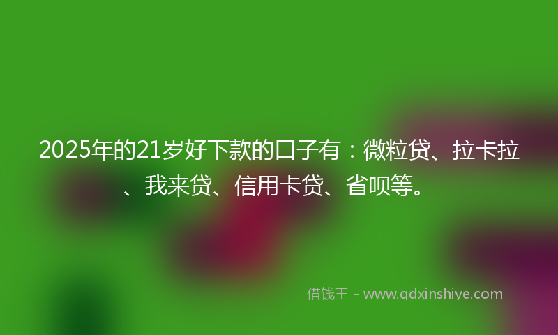 2025年的21岁好下款的口子有：微粒贷、拉卡拉、我来贷、信用卡贷、省呗等。