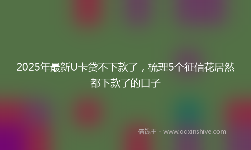 2025年最新U卡贷不下款了，梳理5个征信花居然都下款了的口子
