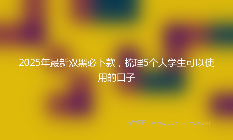 2025年最新双黑必下款，梳理5个大学生可以使用的口子