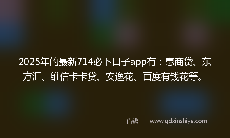 2025年的最新714必下口子app有：惠商贷、东方汇、维信卡卡贷、安逸花、百度有钱花等。