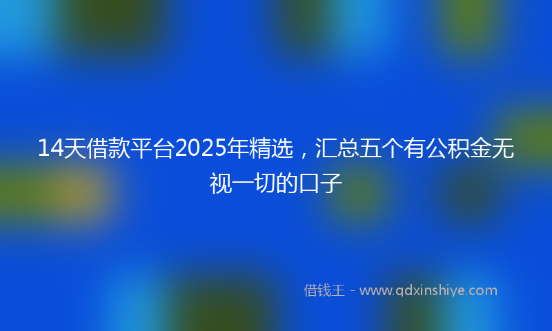 14天借款平台2025年精选，汇总五个有公积金无视一切的口子
