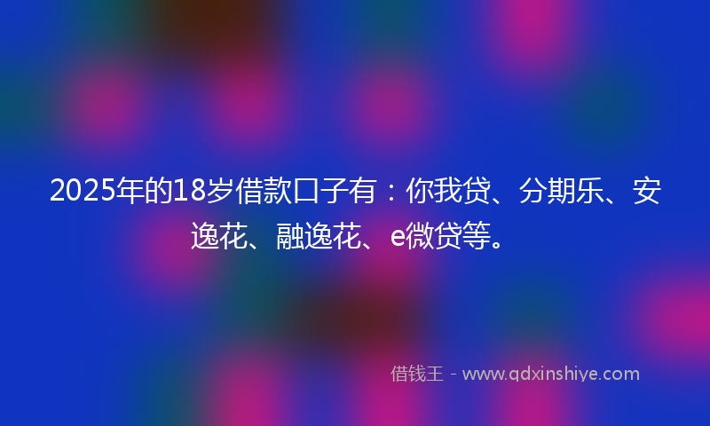 2025年的18岁借款口子有：你我贷、分期乐、安逸花、融逸花、e微贷等。