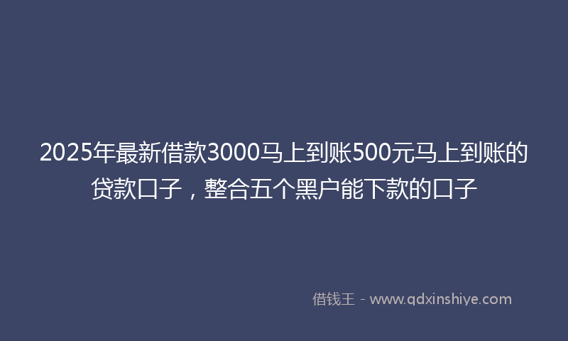 2025年最新借款3000马上到账500元马上到账的贷款口子，整合五个黑户能下款的口子
