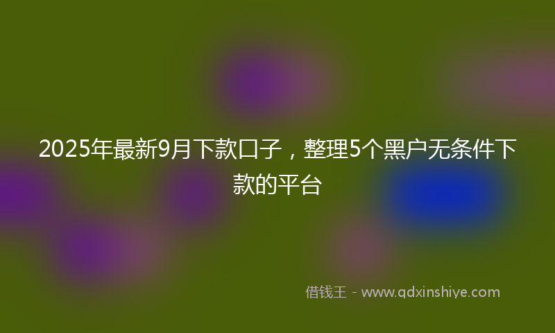 2025年最新9月下款口子，整理5个黑户无条件下款的平台
