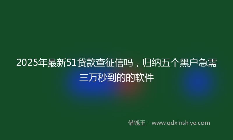 2025年最新51贷款查征信吗，归纳五个黑户急需三万秒到的的软件