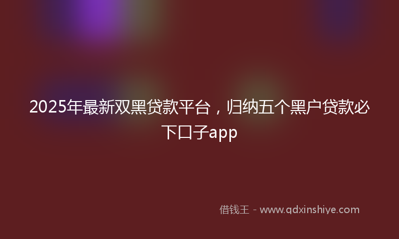 2025年最新双黑贷款平台，归纳五个黑户贷款必下口子app