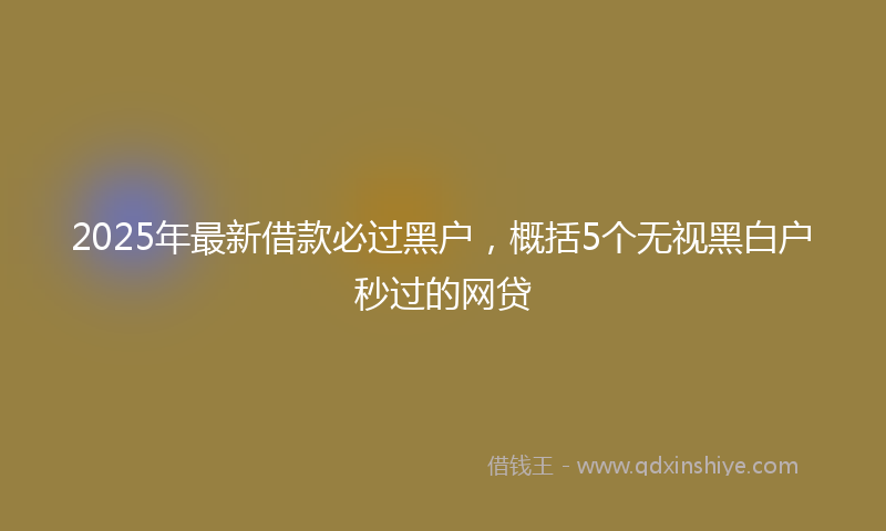 2025年最新借款必过黑户，概括5个无视黑白户秒过的网贷