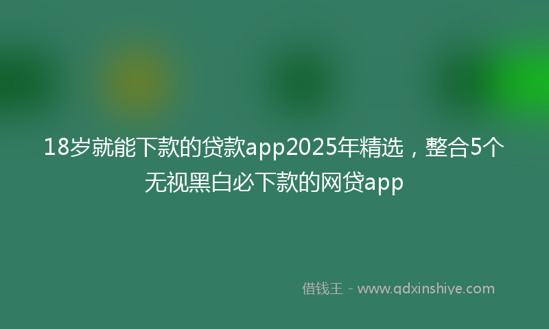 18岁就能下款的贷款app2025年精选，整合5个无视黑白必下款的网贷app