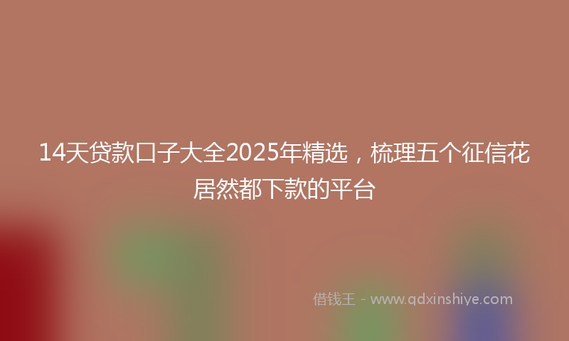 14天贷款口子大全2025年精选，梳理五个征信花居然都下款的平台