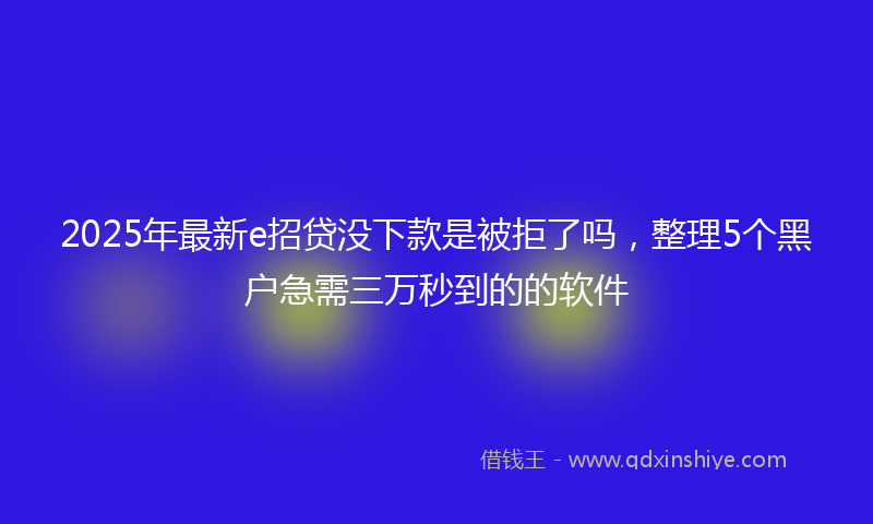 2025年最新e招贷没下款是被拒了吗，整理5个黑户急需三万秒到的的软件