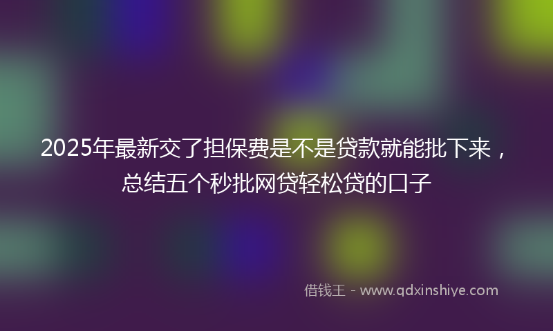2025年最新交了担保费是不是贷款就能批下来，总结五个秒批网贷轻松贷的口子