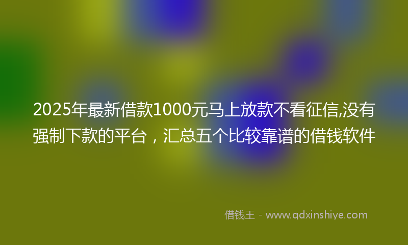 2025年最新借款1000元马上放款不看征信,没有强制下款的平台，汇总五个比较靠谱的借钱软件