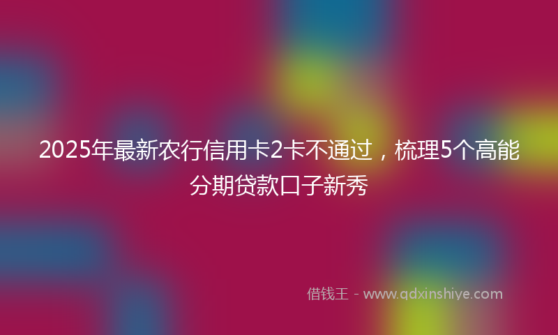 2025年最新农行信用卡2卡不通过，梳理5个高能分期贷款口子新秀
