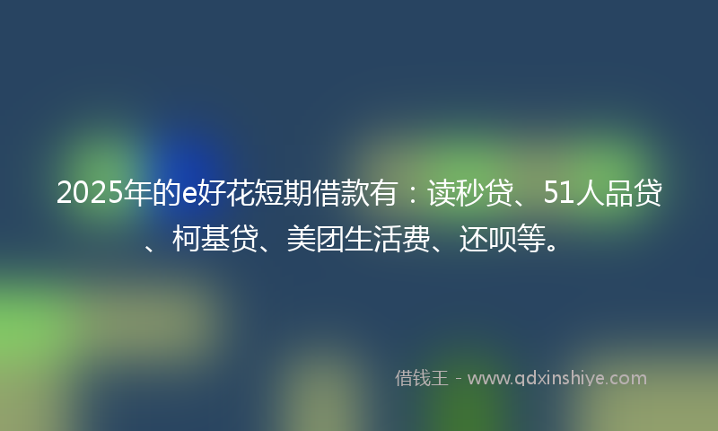 2025年的e好花短期借款有：读秒贷、51人品贷、柯基贷、美团生活费、还呗等。
