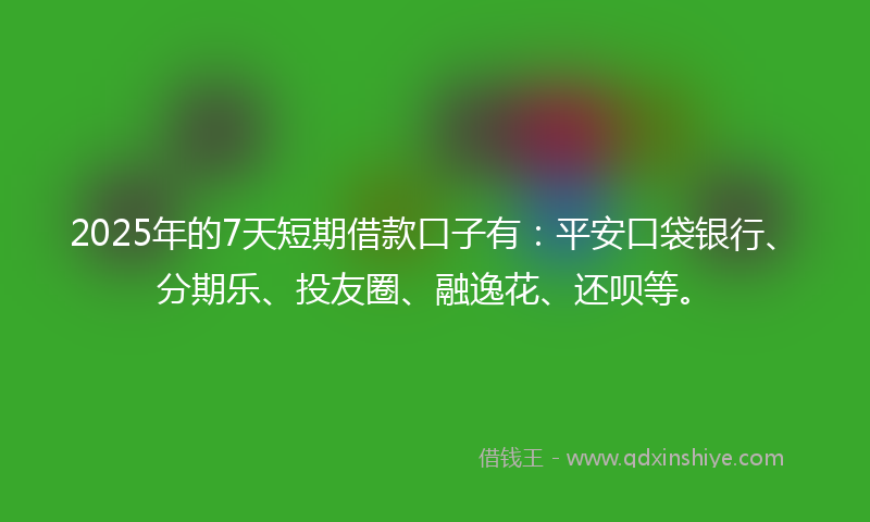 2025年的7天短期借款口子有：平安口袋银行、分期乐、投友圈、融逸花、还呗等。