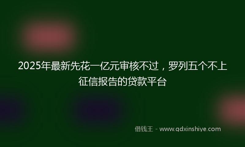 2025年最新先花一亿元审核不过，罗列五个不上征信报告的贷款平台
