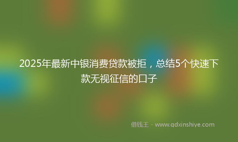 2025年最新中银消费贷款被拒，总结5个快速下款无视征信的口子