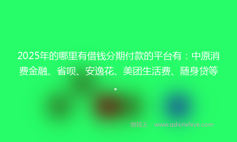 2025年的哪里有借钱分期付款的平台有：中原消费金融、省呗、安逸花、美团生活费、随身贷等。