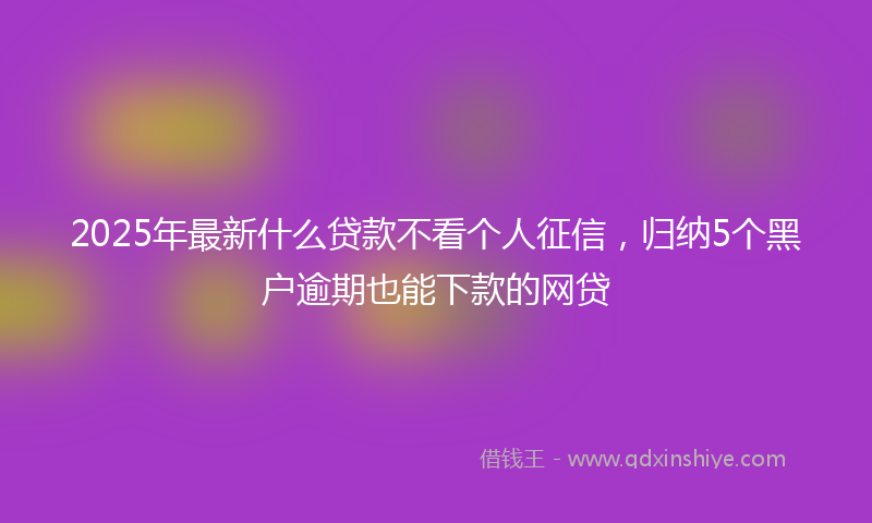 2025年最新什么贷款不看个人征信，归纳5个黑户逾期也能下款的网贷