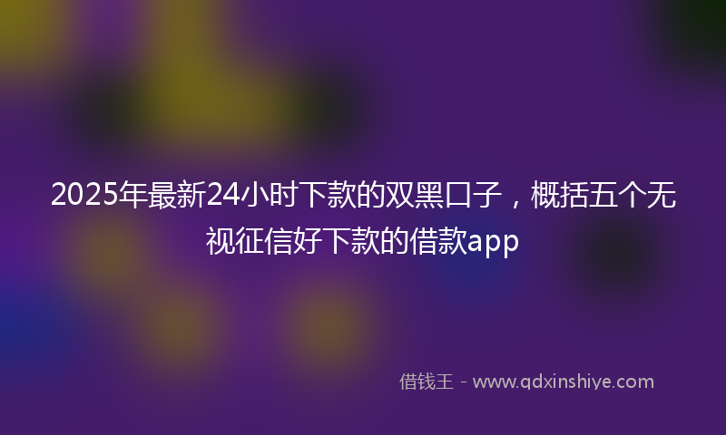 2025年最新24小时下款的双黑口子，概括五个无视征信好下款的借款app