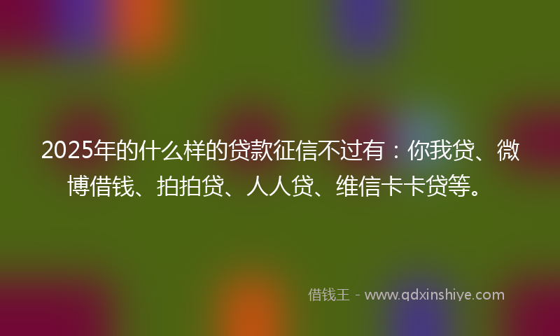 2025年的什么样的贷款征信不过有：你我贷、微博借钱、拍拍贷、人人贷、维信卡卡贷等。