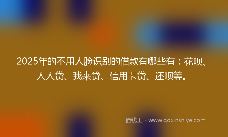 2025年的不用人脸识别的借款有哪些有：花呗、人人贷、我来贷、信用卡贷、还呗等。