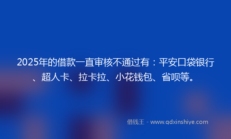 2025年的借款一直审核不通过有：平安口袋银行、超人卡、拉卡拉、小花钱包、省呗等。