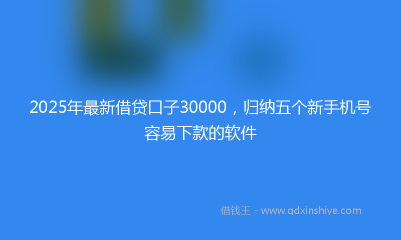 2025年最新借贷口子30000，归纳五个新手机号容易下款的软件