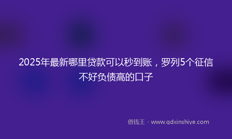 2025年最新哪里贷款可以秒到账，罗列5个征信不好负债高的口子