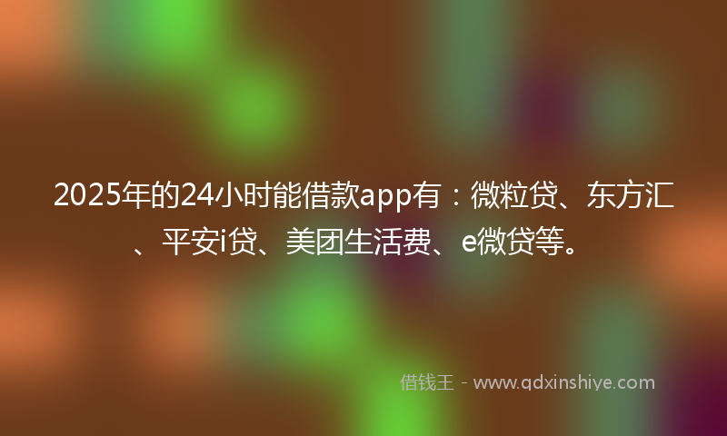 2025年的24小时能借款app有：微粒贷、东方汇、平安i贷、美团生活费、e微贷等。