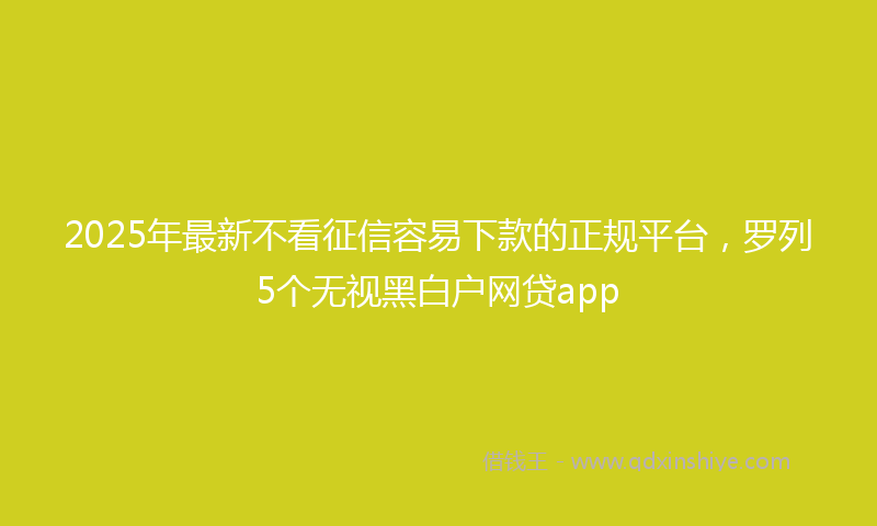 2025年最新不看征信容易下款的正规平台，罗列5个无视黑白户网贷app