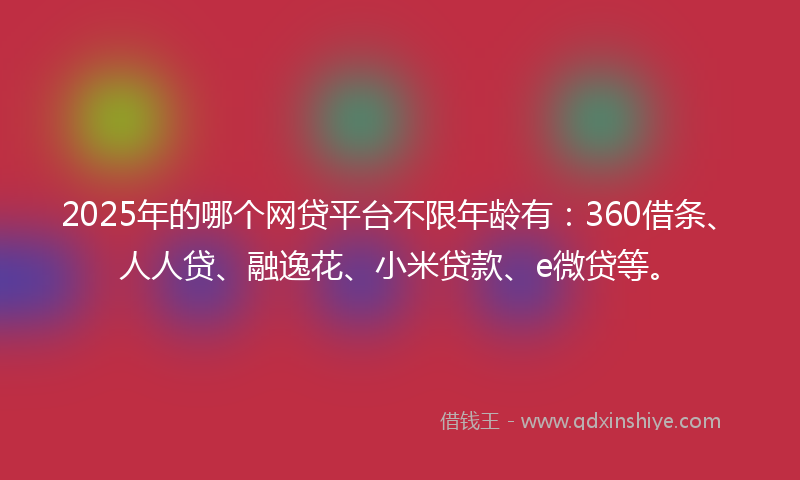 2025年的哪个网贷平台不限年龄有：360借条、人人贷、融逸花、小米贷款、e微贷等。