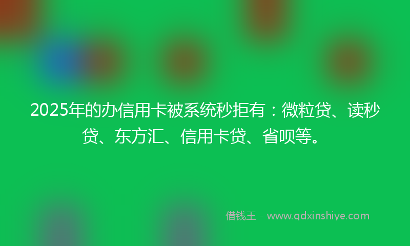 2025年的办信用卡被系统秒拒有：微粒贷、读秒贷、东方汇、信用卡贷、省呗等。