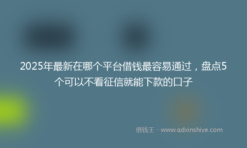 2025年最新在哪个平台借钱最容易通过，盘点5个可以不看征信就能下款的口子