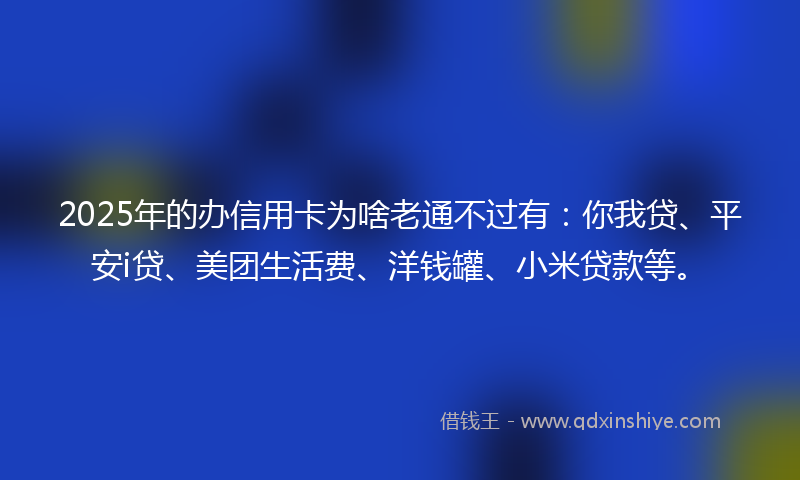 2025年的办信用卡为啥老通不过有：你我贷、平安i贷、美团生活费、洋钱罐、小米贷款等。